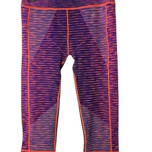 Women's Vibrant Striped Leggings - Purple and Orange